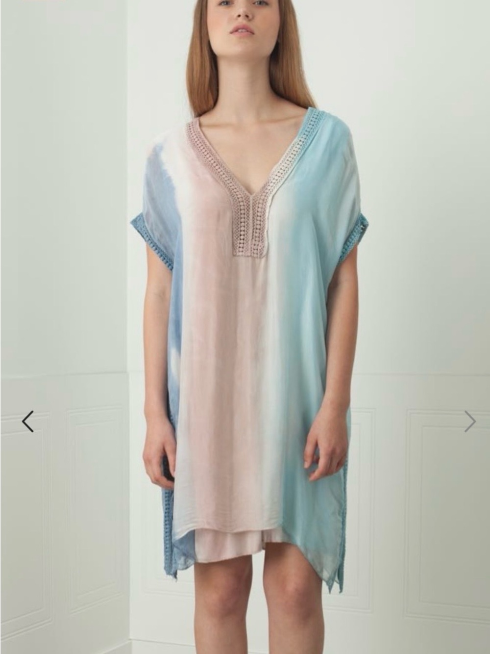Ombre Blue & Blush V‑Neck Women’s dress or Coverup in silk